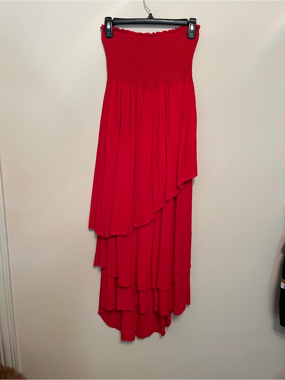 Patterson J. Kincaid Smocked Strapless Dress - Bright Red